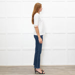 Burberry White Mid Sleeve Top With Check Trim Cuffs