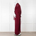 Roland Mouret Wine Sheer Draped Jumpsuit