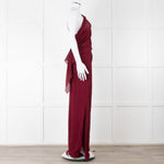 Roland Mouret Wine Sheer Draped Jumpsuit