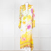 Camilla White Yellow Diamante Long Sleeve Maxi Gown