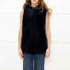Sprung Freres Navy Shearling Hooded Gilet