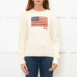 Polo Ralph Lauren Cream Cotton Jumper With American Flag