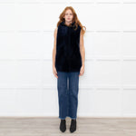 Sprung Freres Navy Shearling Hooded Gilet
