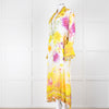 Camilla White Yellow Diamante Long Sleeve Maxi Gown