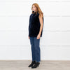 Sprung Freres Navy Shearling Hooded Gilet