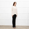 Podeny Cream Wool & Cashmere Mix Cable Knit Crew Neck Jumper