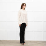 Podeny Cream Wool & Cashmere Mix Cable Knit Crew Neck Jumper