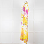 Camilla White Yellow Diamante Long Sleeve Maxi Gown