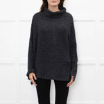 Podeny Dark Grey Chunky Knit Polo Neck