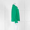 Sezane Green Silk Frill Collar Blouse