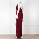 Roland Mouret Wine Sheer Draped Jumpsuit