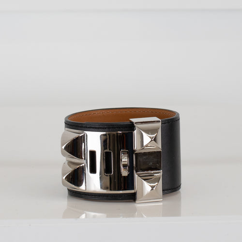 Hermes Black Leather Collier De Chien Bracelet