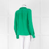 Sezane Green Silk Frill Collar Blouse