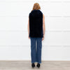 Sprung Freres Navy Shearling Hooded Gilet