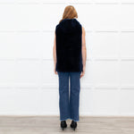 Sprung Freres Navy Shearling Hooded Gilet