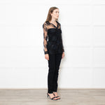 Burberry Black Lace Net Collared Shirt