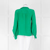Sezane Green Silk Frill Collar Blouse