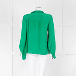 Sezane Green Silk Frill Collar Blouse