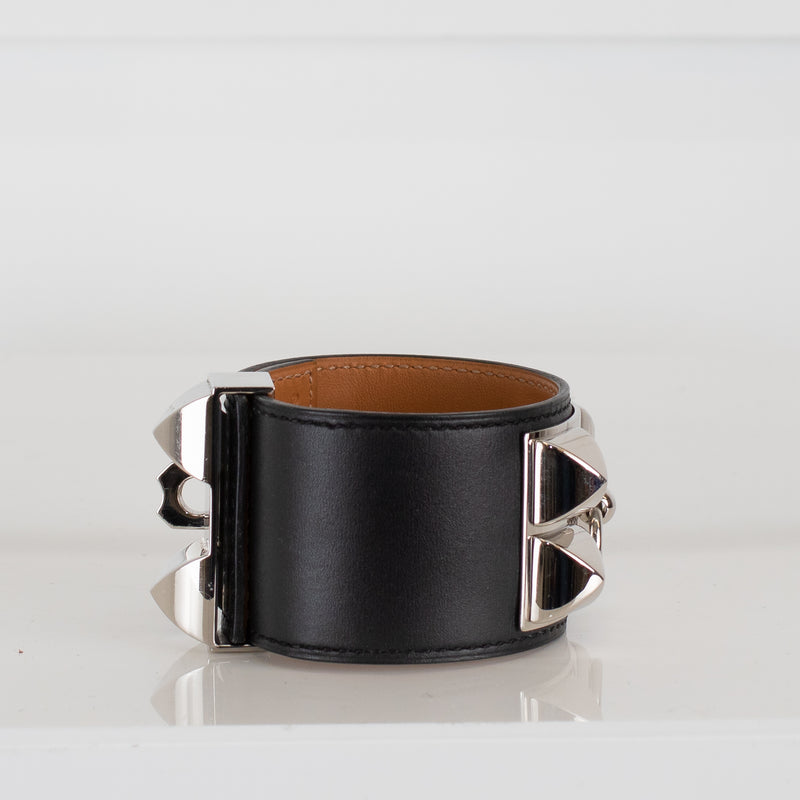 Hermes Black Leather Collier De Chien Bracelet