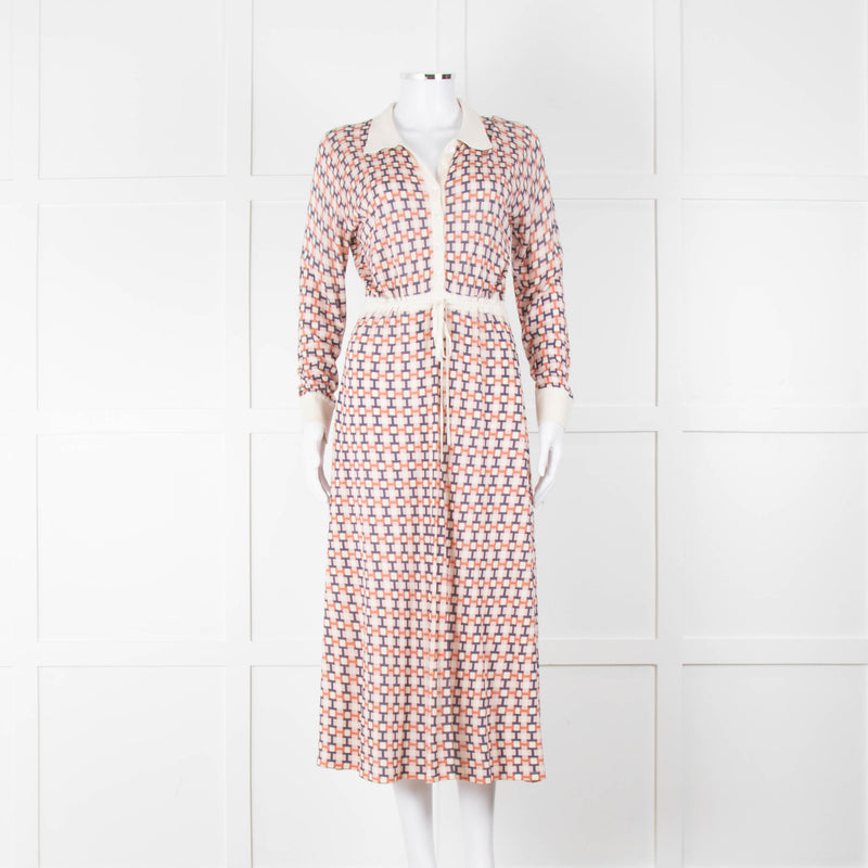 N. Peal Multicolour Geometric Design Silk & Cashmere Dress