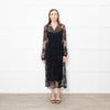 Burberry Black Lace Sheer V Neck Midi Dress