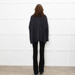 Podeny Dark Grey Chunky Knit Polo Neck