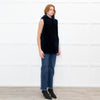 Sprung Freres Navy Shearling Hooded Gilet