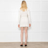 Self-Portrait Cream Ribbed Button Embellished Mini Dress