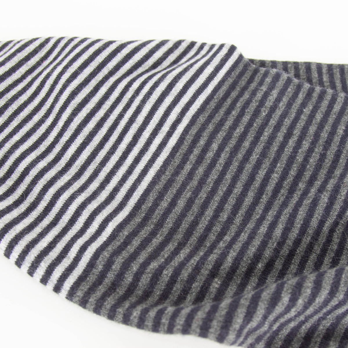 N. Peal Navy And Grey Small Striped Cashmere Scarf