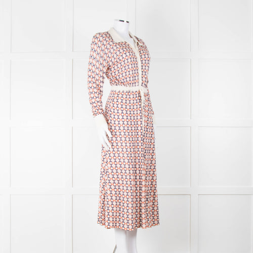 N. Peal Multicolour Geometric Design Silk & Cashmere Dress