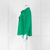 Sezane Green Silk Frill Collar Blouse