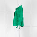 Sezane Green Silk Frill Collar Blouse