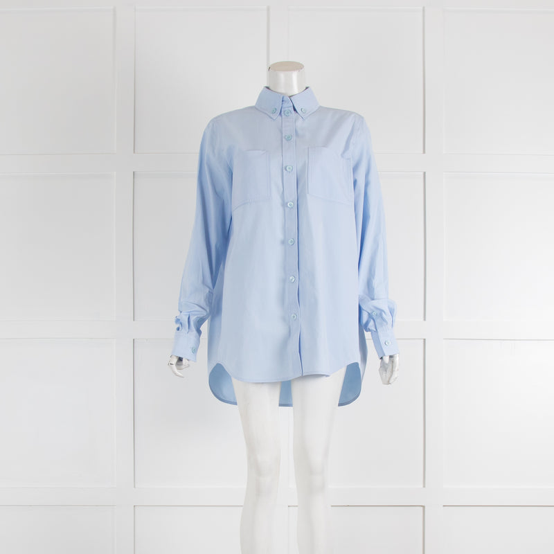 Burberry Blue Poplin Cotton Oversized Shirt