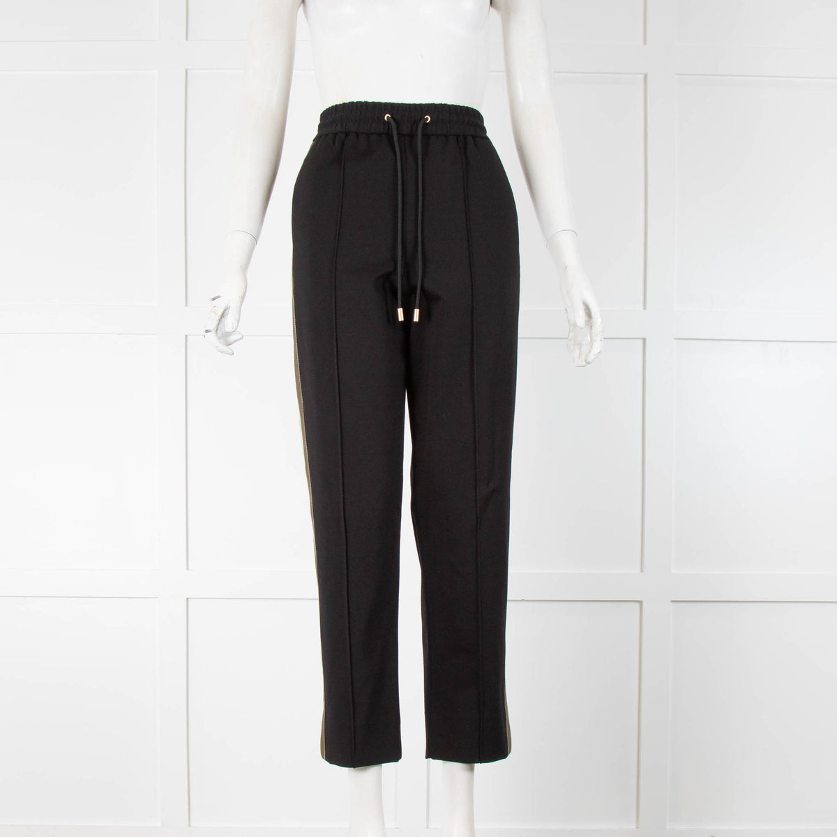 Me+Em Black Straight Leg Joggers with Khaki Side Stripe