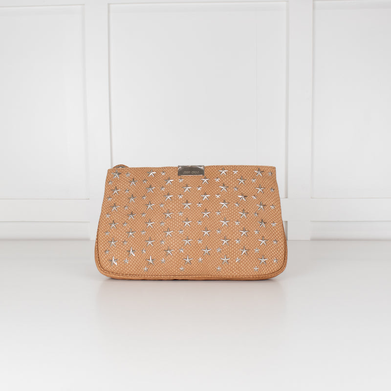 Jimmy Choo Suede Python Effect Star Motif Clutch