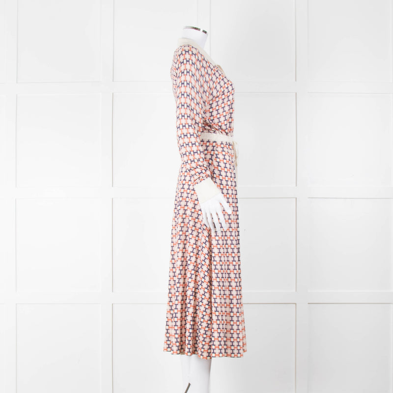 N. Peal Multicolour Geometric Design Silk & Cashmere Dress