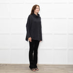 Podeny Dark Grey Chunky Knit Polo Neck