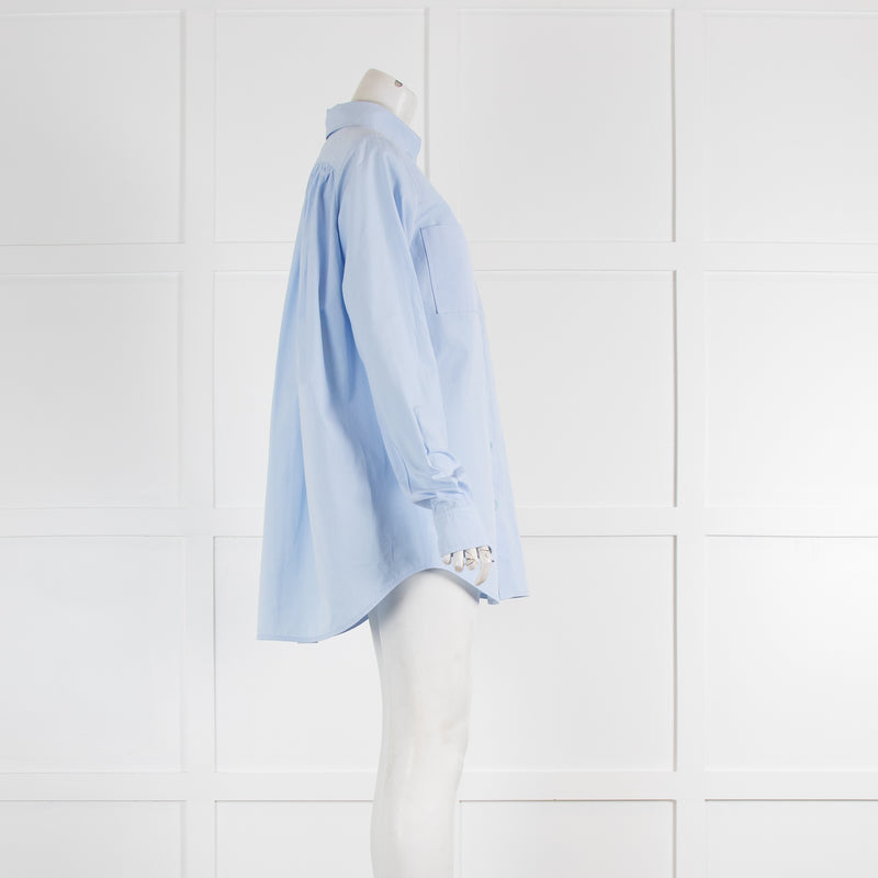Burberry Blue Poplin Cotton Oversized Shirt