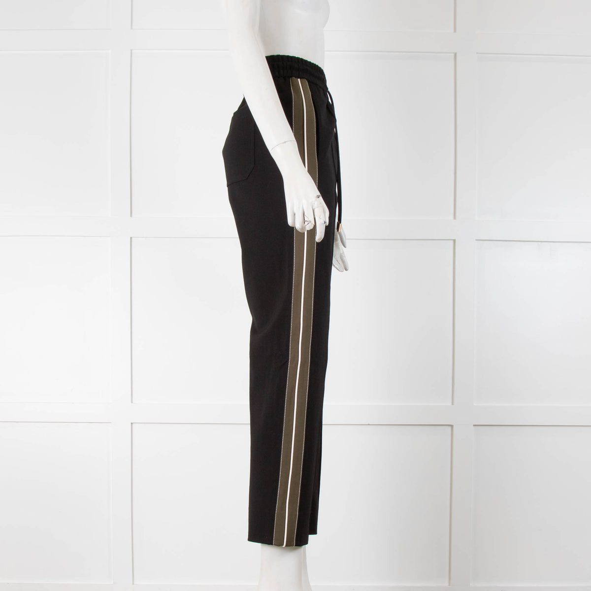 Me+Em Black Straight Leg Joggers with Khaki Side Stripe