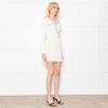 Self-Portrait Cream Ribbed Button Embellished Mini Dress
