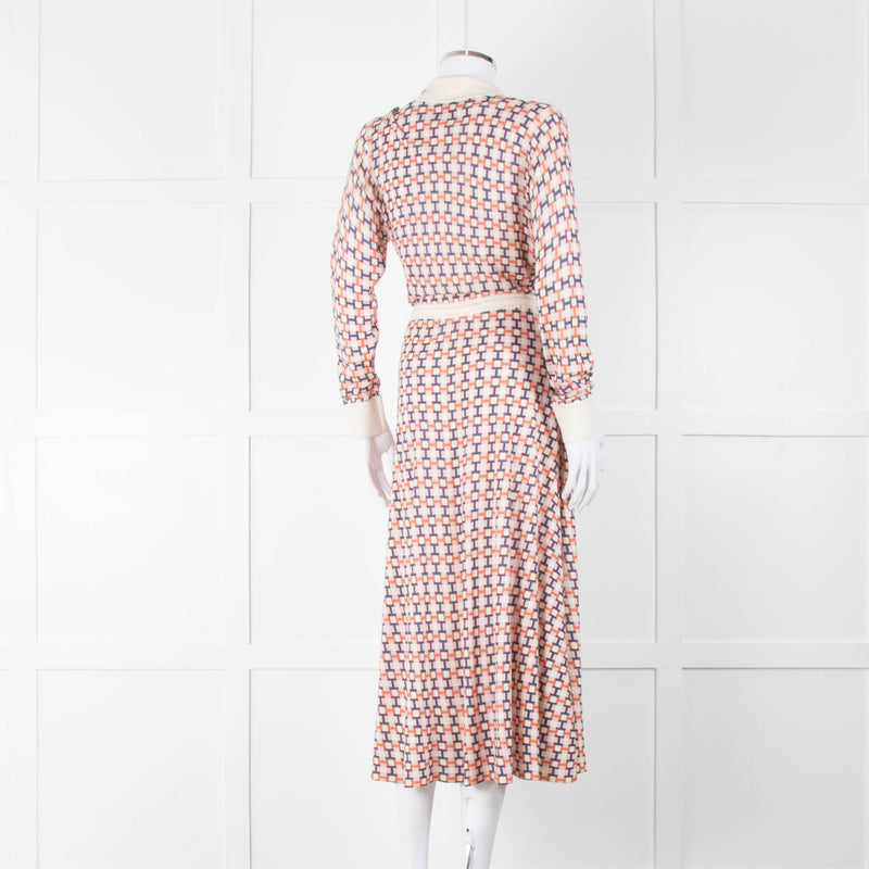 N. Peal Multicolour Geometric Design Silk & Cashmere Dress