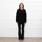Podeny Black Wool & Cashmere Mix Cable Knit Crew Neck Jumper