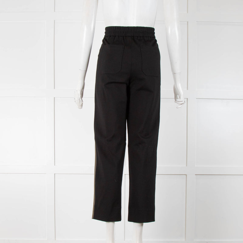 Me+Em Black Straight Leg Joggers with Khaki Side Stripe