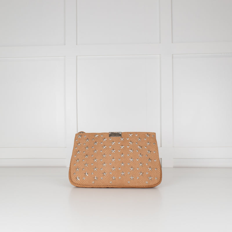 Jimmy Choo Suede Python Effect Star Motif Clutch