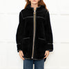 Sandro Black Reversible Shearling Hooded Coat