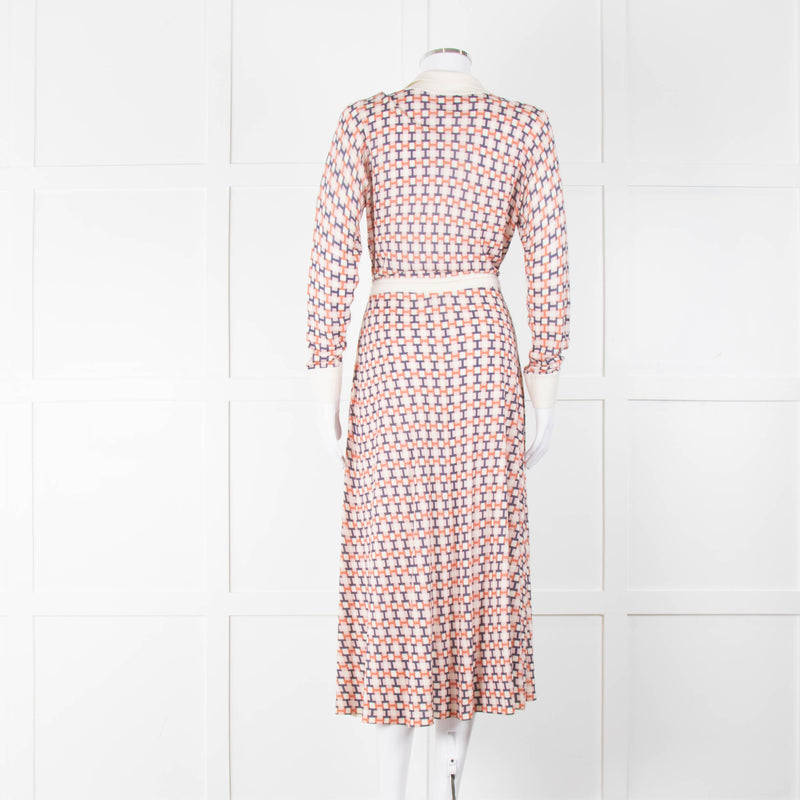 N. Peal Multicolour Geometric Design Silk & Cashmere Dress