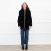 Sandro Black Reversible Shearling Hooded Coat