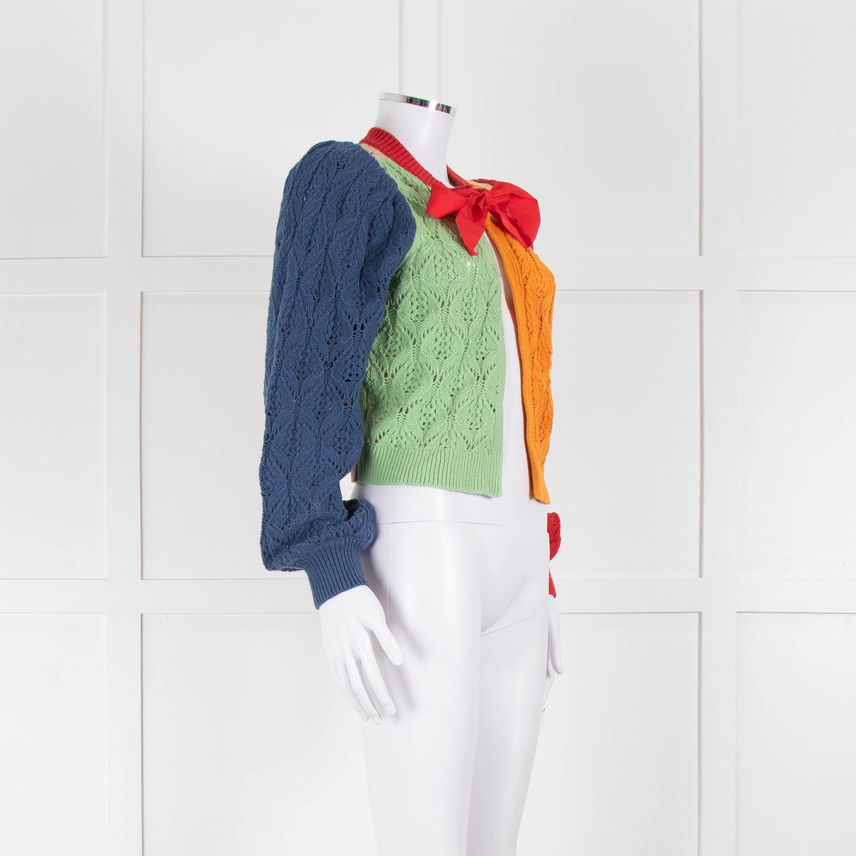 Alice + Olivia Green, Blue and Red Cotton Knit Cardigan