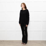 Podeny Black Wool & Cashmere Mix Cable Knit Crew Neck Jumper