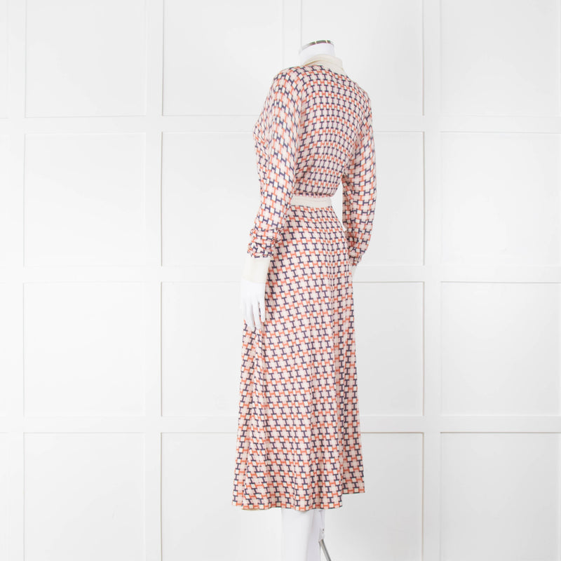 N. Peal Multicolour Geometric Design Silk & Cashmere Dress